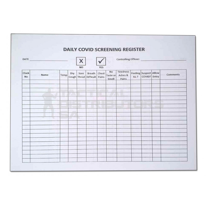 Covid Visitors Register Book 100 Pages Double Sided Tactical