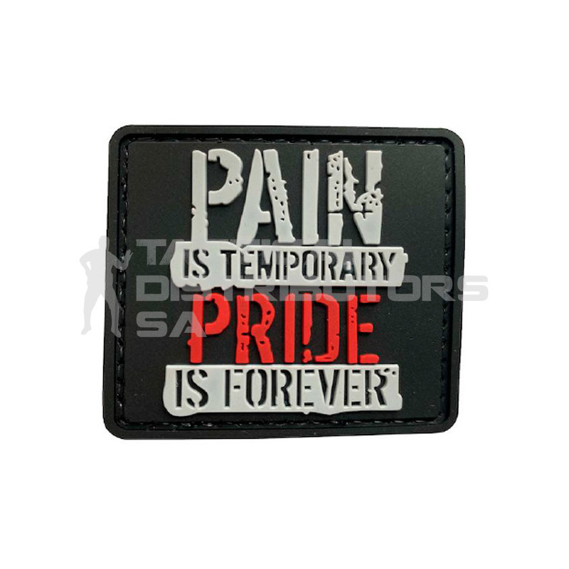 TacSpec "Pain is Temporary" PVC Velcro Patch - Black/Grey
