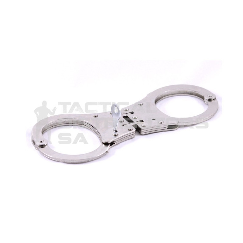 Nickel Double Locking Hinged Handcuffs with 2 Keys