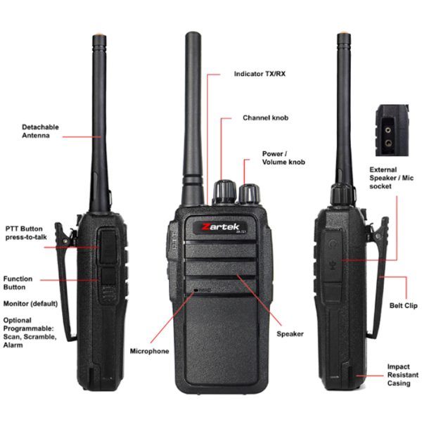 zartek-za-472-003. Zartek ZA-721 PMR License Free Handheld Radio