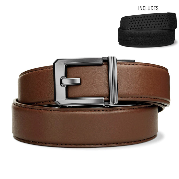 kore-executive-protection-hybrid-belt-15-x3-buckle. Kore Executive Protection Hybrid Belt 1.5" X3 Buckle Gun Metal - Brown - 24" - 48"